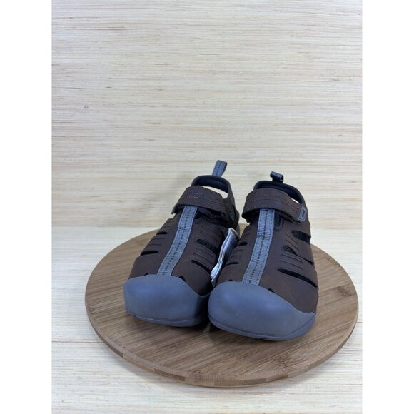 NEW Crocs Yukon Fisherman Brown Leather Sandals Mens Size 7 - Picture 2 of 8